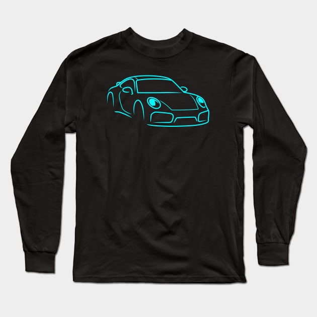 911 car sport racing race aqua Long Sleeve T-Shirt by creative.z